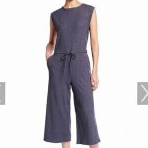 Eileen Fisher Cropped Wide Leg Drawstring Waist Sleeveless Jumpsuit Size M